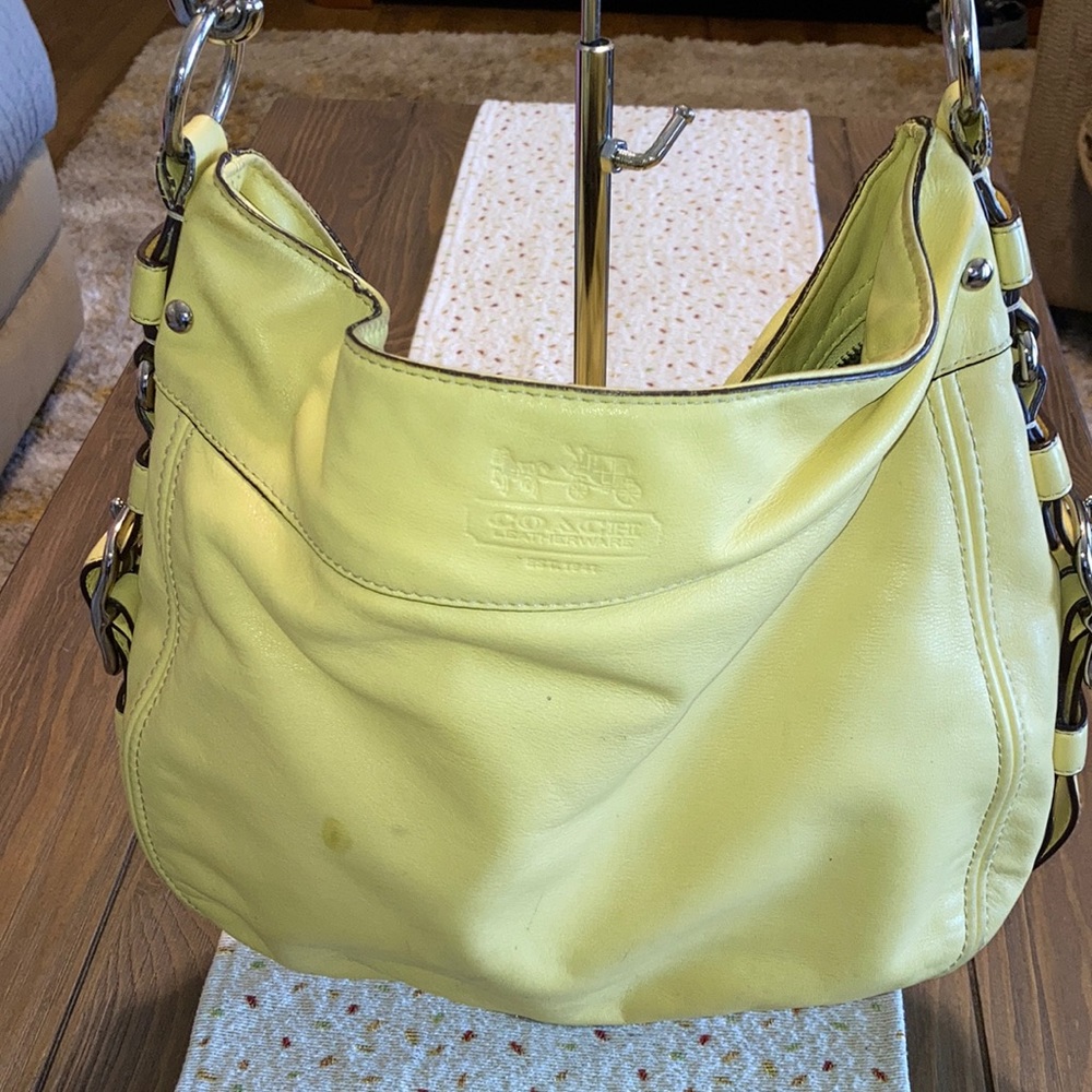 Coach Yellow Hobo Bag with Silver Accents